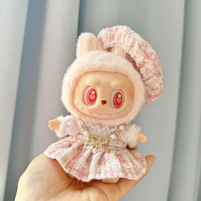 17cm Labubu I II Idol Dolls Cute Mini Plush Doll'S Clothes Korea Kpop Exo Idol Dolls Overalls Clothing DIY Accessories Gifts