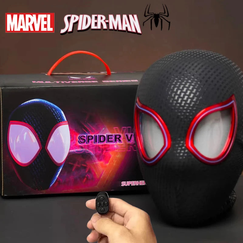 Marvel Mascara Miles Spiderman Headgear Cosplay Moving Eyes Electronic Mask Spider Man 1:1 Remote Control Toys For Adults Gift