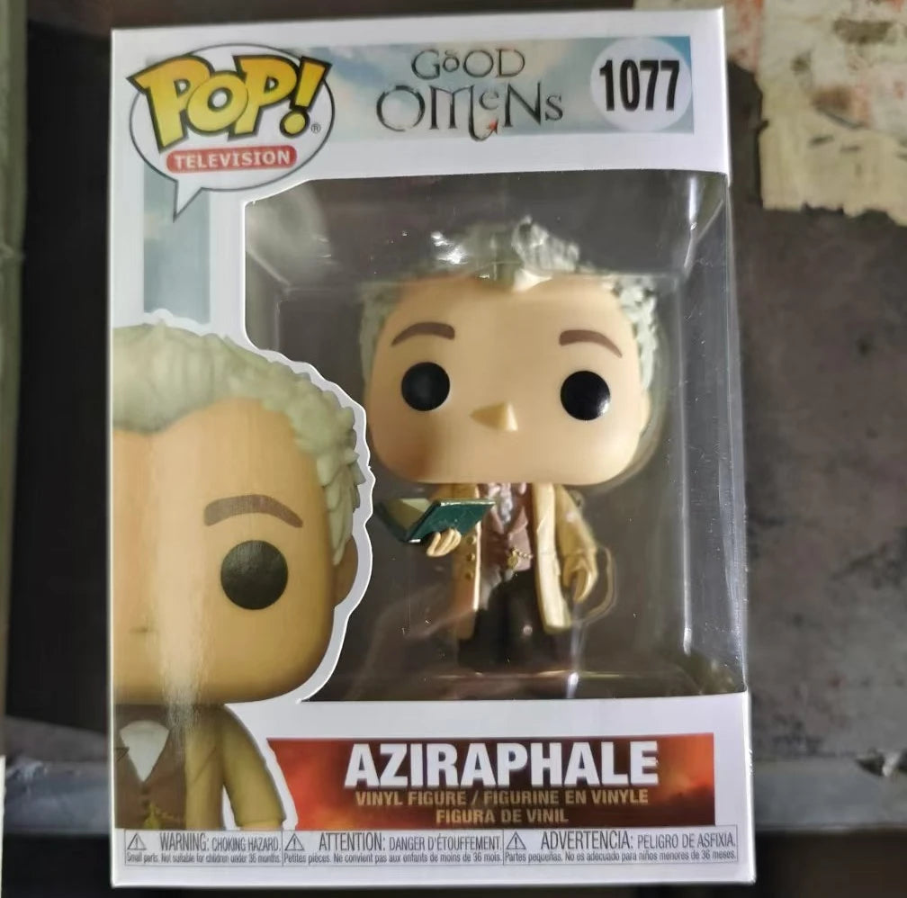 New Arrival Funko Pop! Good Omens Aziraphale Con Libro #1077 Crowley #1078 Vinyl Action Figures Toys for Birthday Best Gift