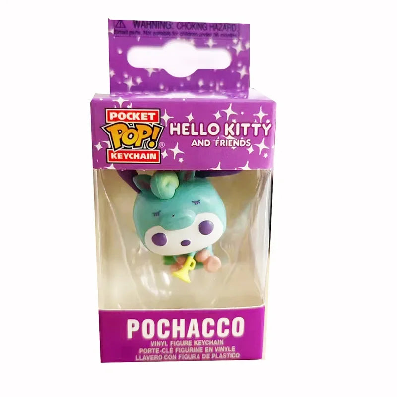 Funko Pocket Pop Keychains My Melody Kuromi with Baku Keychain Toy Hello Kitty Pochacco Devil Kuromi Collectible Model Toys Gift