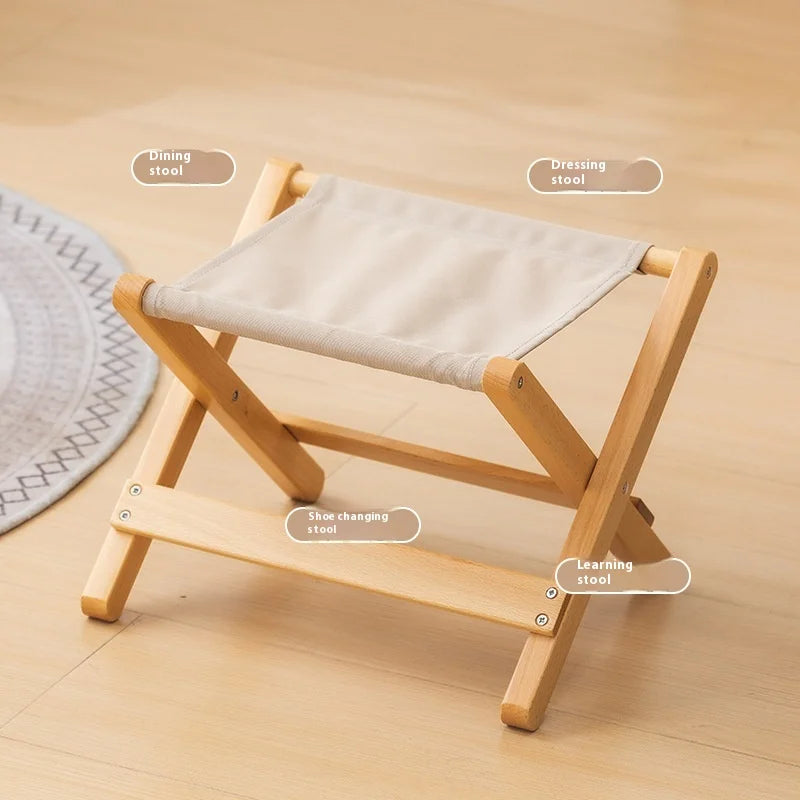 Outdoor Camping Chair Portable Stool Fishing Chair Matzah Picnic Art Raw Beech Wood Leisure Folding Small Stools