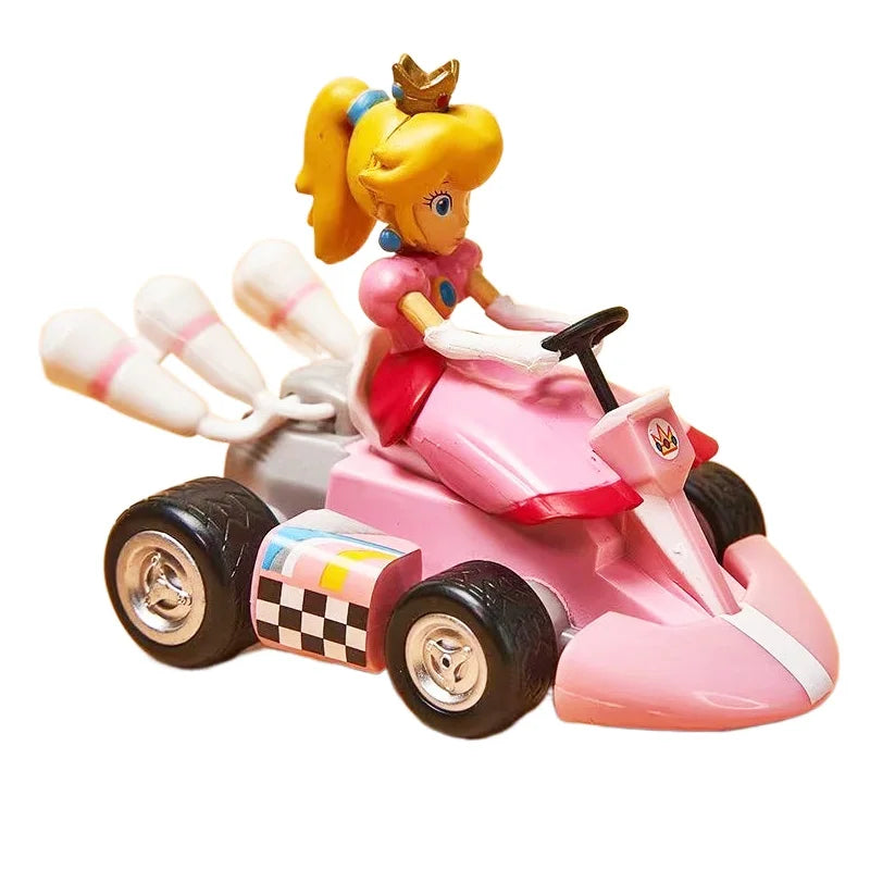 Super Mario Bros Karting Luigi Bowser Princess Peach Yoshi Toad Action Figure Toys Pull Back Car Anime Game Doll Gifts for Kids