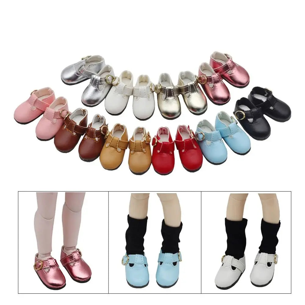 PU Leather 4.6cm Colorful Shiny Sneakers Shoes Doll 1 Pair Doll PU Leather Shoes Cute Mini Leather Boots Kids Gifts