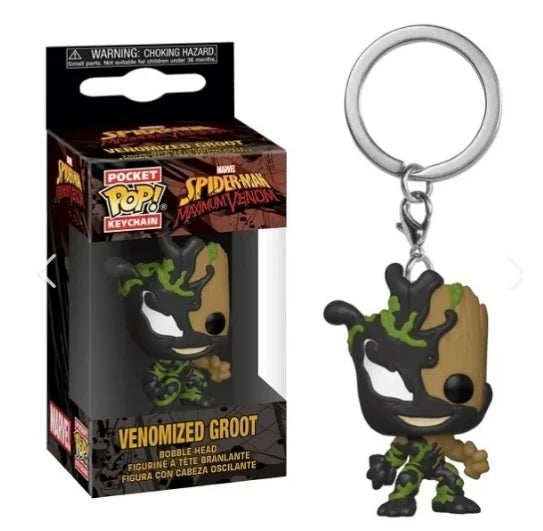 FUNKO Pocket Keychains Guardians of the Galaxy Dancing Groot in Onesie Cheese Puffs Venomized Groot Action Figure Toys Keychains