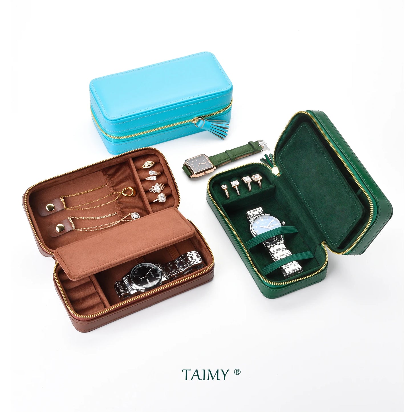 Luxury Pu Leather Jewelry Box Portable Travel Ring Watch Necklace Storage Case Jewellery Organizer Suitable Gifts For Boyfriend