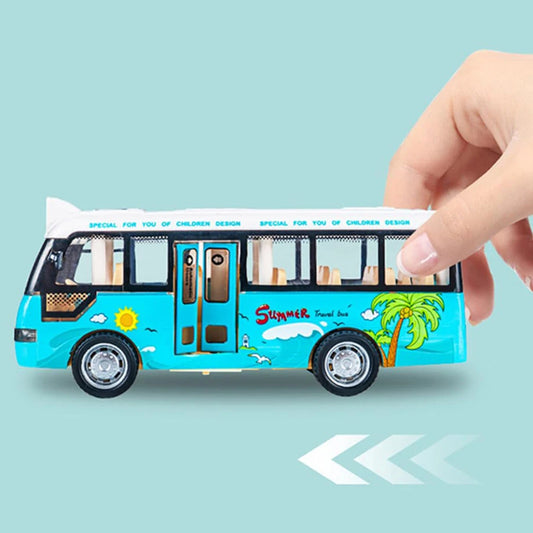 Interactive Kids' City Bus with Lights & Sounds,Plastic Pull Back Play Vehicle ,Perfect for Kids Playtime