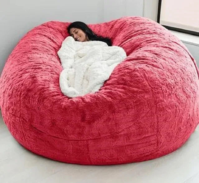 Soft Warm 7FT 183*90cm Giant Bean Bag Cover Fluffy Faux Fur Pouf Sofa Bed Soft Beanbag Couch Relax Recliner Chair Lazy Sofa Coat