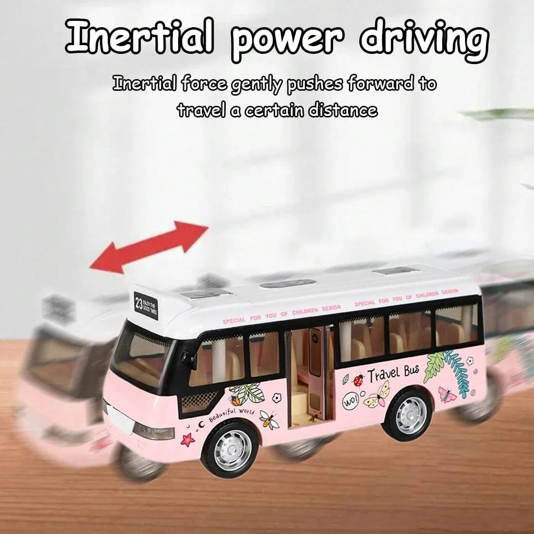 Interactive Kids' City Bus with Lights & Sounds,Plastic Pull Back Play Vehicle ,Perfect for Kids Playtime