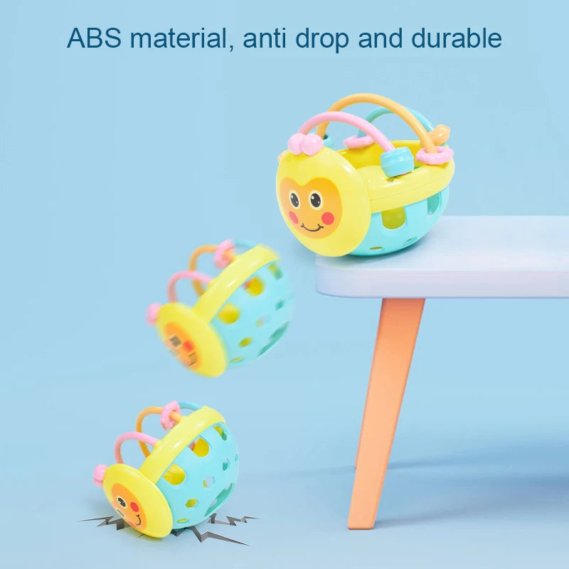 1Pc Bee Shape Hand Bell Baby Soft Rubber Rattle Children Early Childhood Biting Bell Toy Cartoon Rattle Dumbbell For Baby Toy