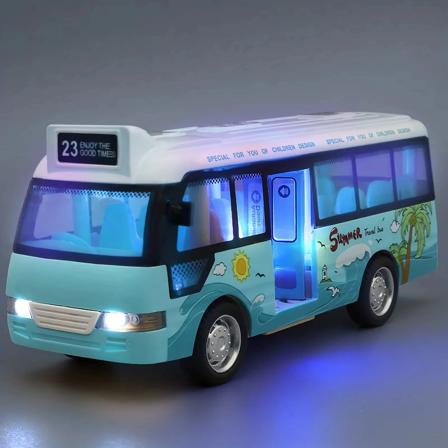 Interactive Kids' City Bus with Lights & Sounds,Plastic Pull Back Play Vehicle ,Perfect for Kids Playtime