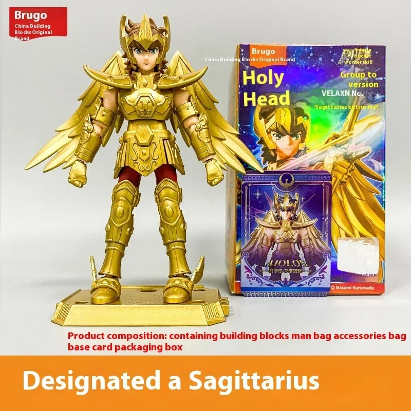 BLOKEES Saint Seiya Figure Blind Box GALAXY VERSION 01 Aiolos Shura Ikki Figure Shun Jabu Marin Figurine Assemble Model Toy Gift