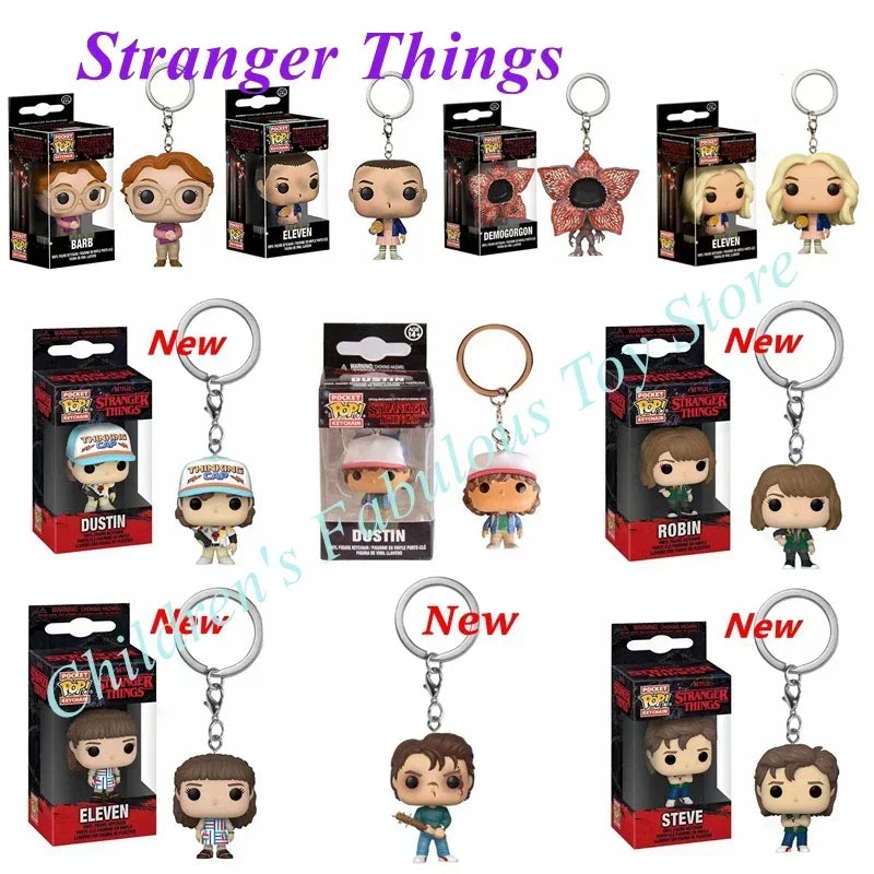 13 styles Newest FUNKO POP Pocket keychains Demogorgon Dustin Eleven Freddy Steve Robin Barb Action Figures Toys