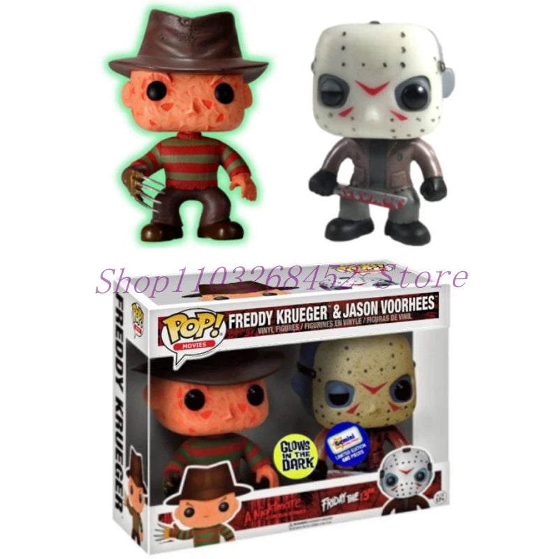 New Funko Pop Jason 01 Limit Voorhees Freddy 02 Glows 03 Michael Myers 622 202 Jason 361 611 Freddy&jason 2 Action Figure Toys