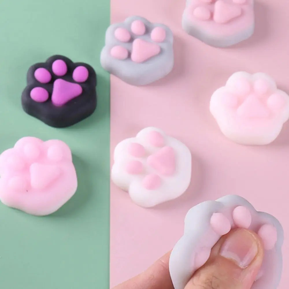 Mini Cat Paw Squeeze Toy Silicone Pinch Decompression Toy Plush TPR Fidget Sensory Toys For Kids Adults Gift