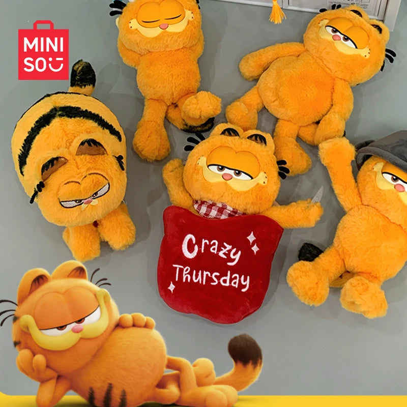 Miniso Authentic Garfield Family Working Week Series Blind Box Trendy Ornament Handmade Cute Anime Plush Doll Decor Toys Gift