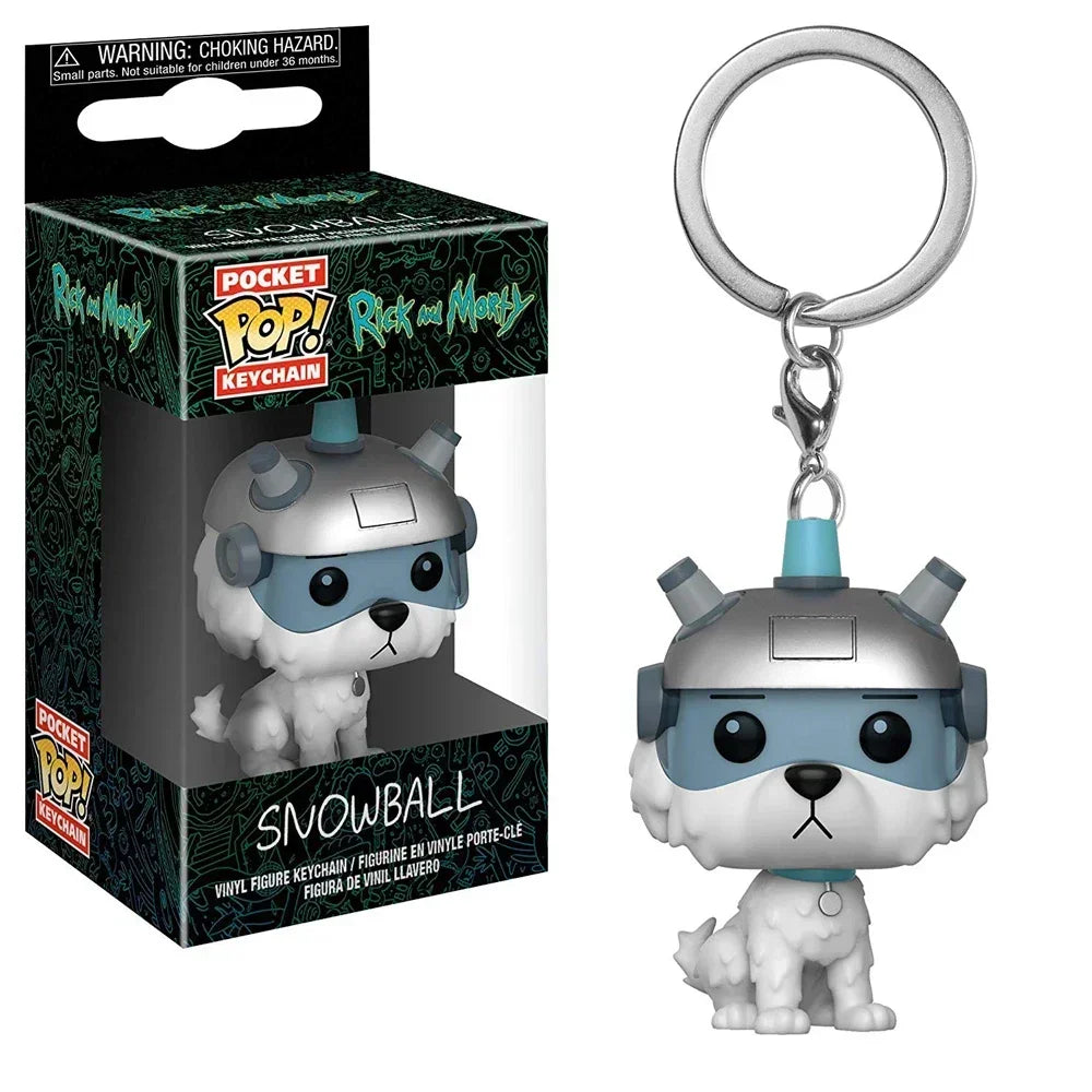 FUNKO Pocket New Rick HOLOGRAM Space Morty Pickle Rick in Rat Suit Rick CLONE Keychain Figure Toys Mr. Meeseeks Snowball Toy