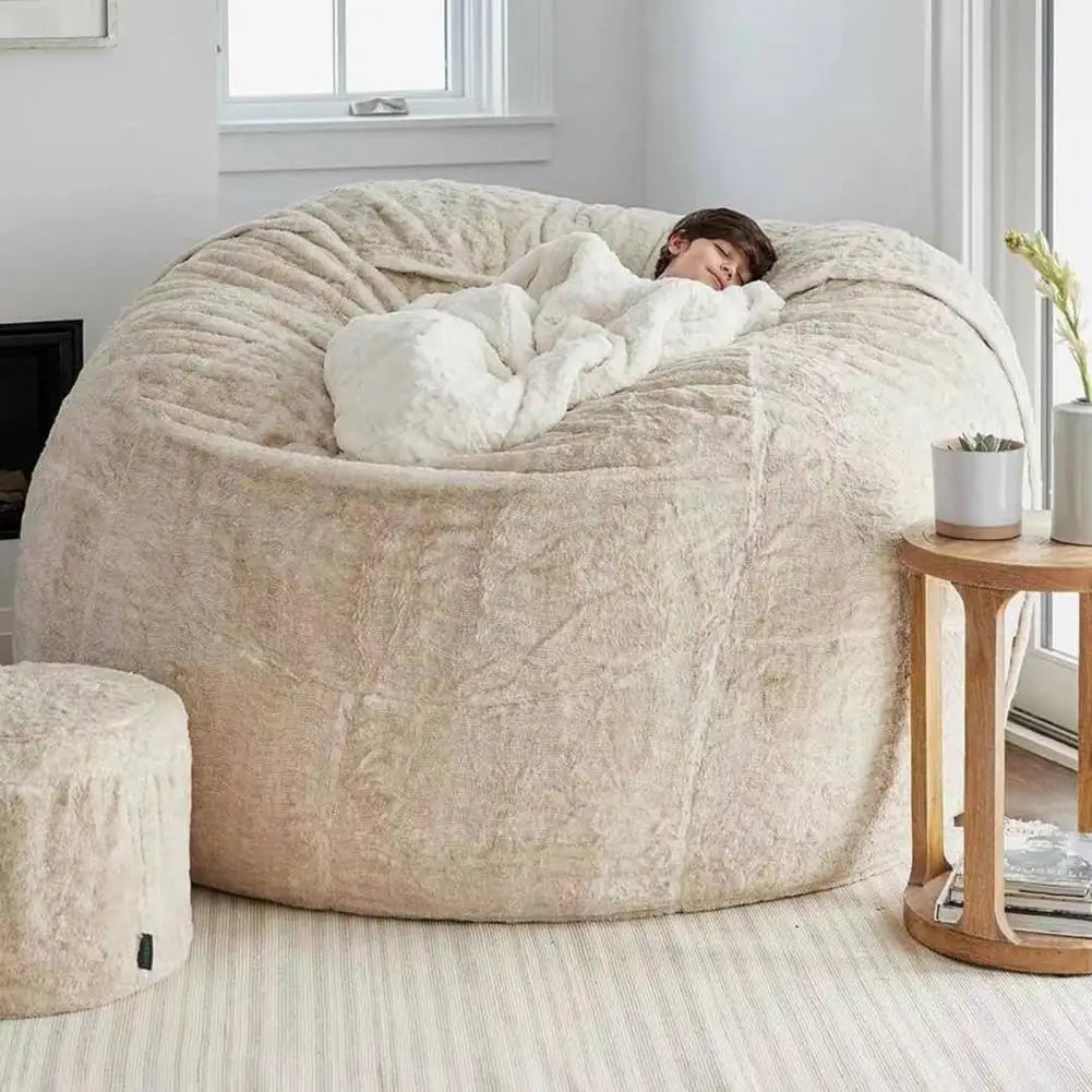 Round Super Big Bean Bag Cover Lazy Sofa Room Sofa Bed Case Lounger Seat Sofa Bean Bag Puff Couch Slipcover Chair Seat 180x90cm