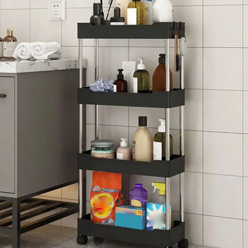 1pcs 3/4 Tier Rolling Utility Cart Storage Shelf Movable Gap Storage Rack Kitchen Bathroom Slim Slide Organizer Shelf Livingroom