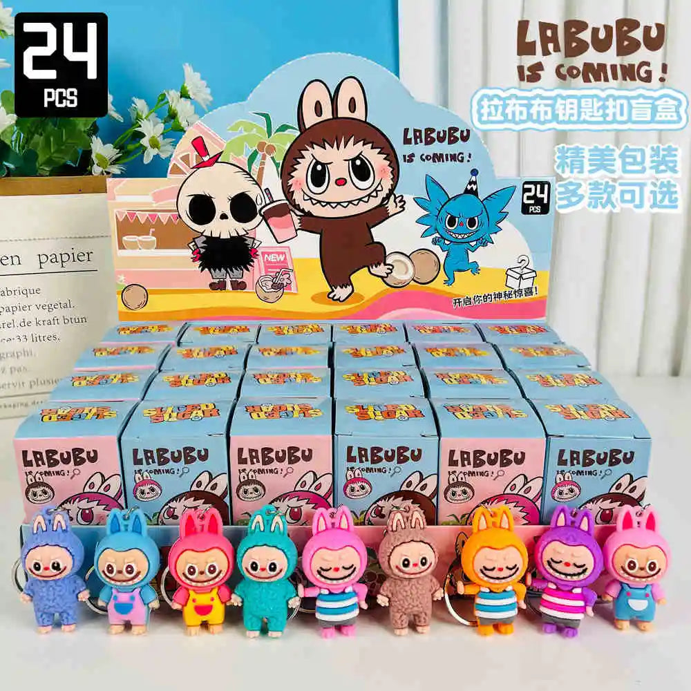 24 Labubu Anime Peripheral Blind Box Dolls Pvc Small Pendants Cute Cartoon Keychains Blind Box Decorations Fashion Pendant Gifts