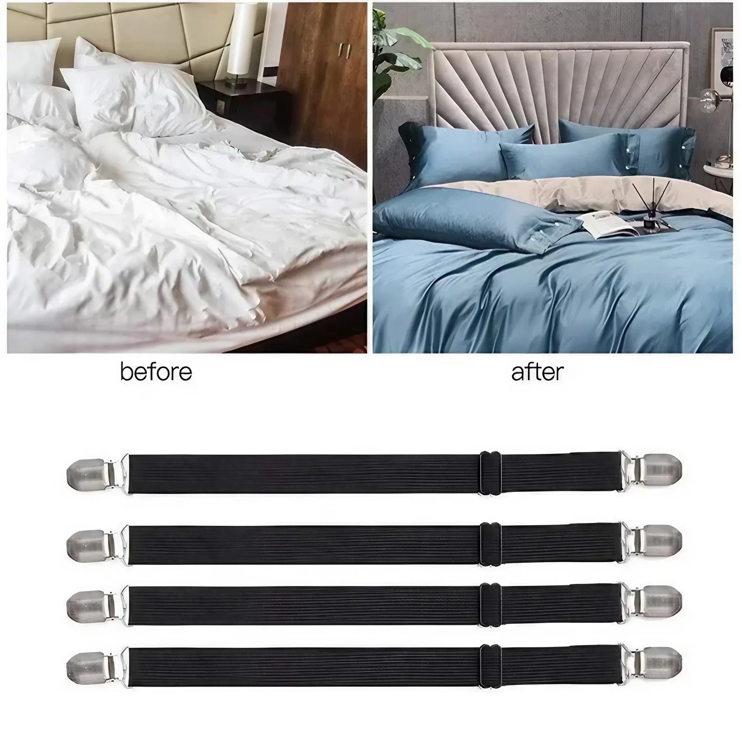 STONEGO 4PCS Double Clip Sheet Fasteners - Versatile Sheet Clips for Bed Sheets and Sofa Covers with Non-slip Adjustment