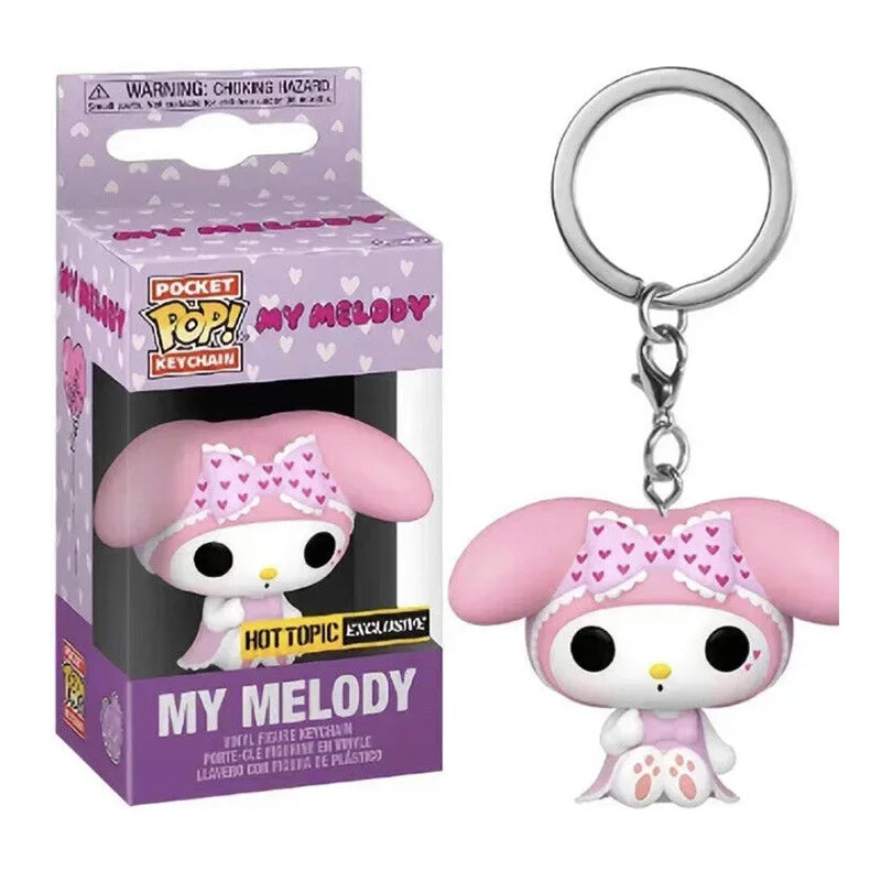 Funko Pocket Pop Keychains My Melody Kuromi with Baku Keychain Toy Hello Kitty Pochacco Devil Kuromi Collectible Model Toys Gift