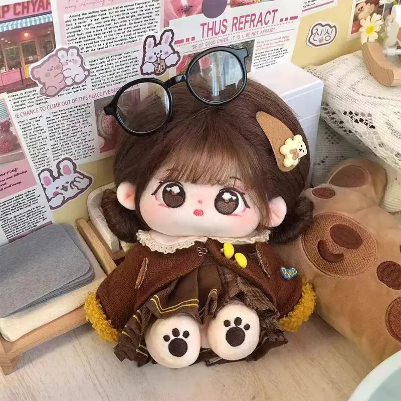 Original 20cm Cotton Doll Caramel Girl Humanoid Stuffed Body 8in Normal Body Wearable Clothing DIY Dress Up Gifts