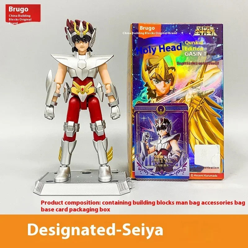 BLOKEES Saint Seiya Figure Blind Box GALAXY VERSION 01 Aiolos Shura Ikki Figure Shun Jabu Marin Figurine Assemble Model Toy Gift