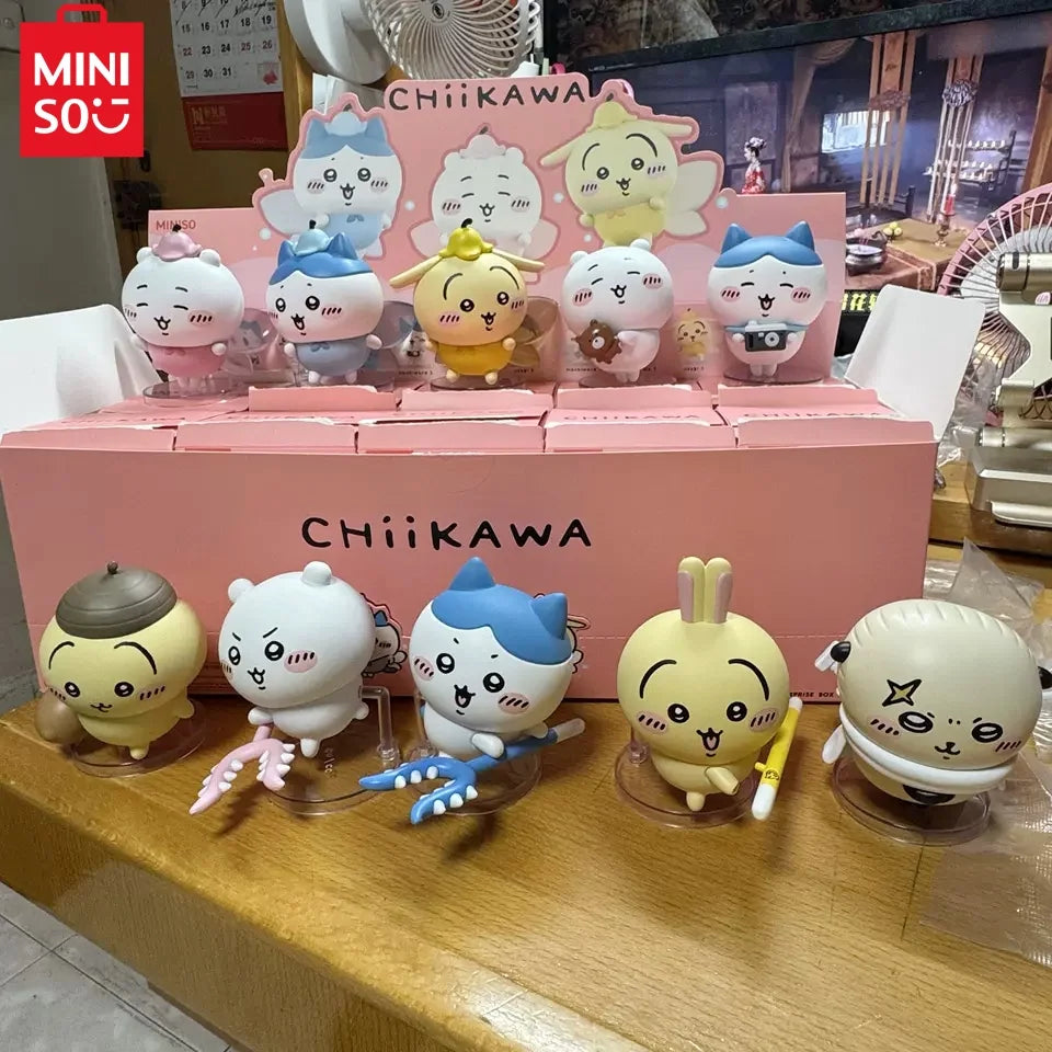 Miniso Chiikawa Happy Partner Series Blind Box Cute Doll Trendy Play Desktop Ornament Model Cartoon Toys Decor Gift