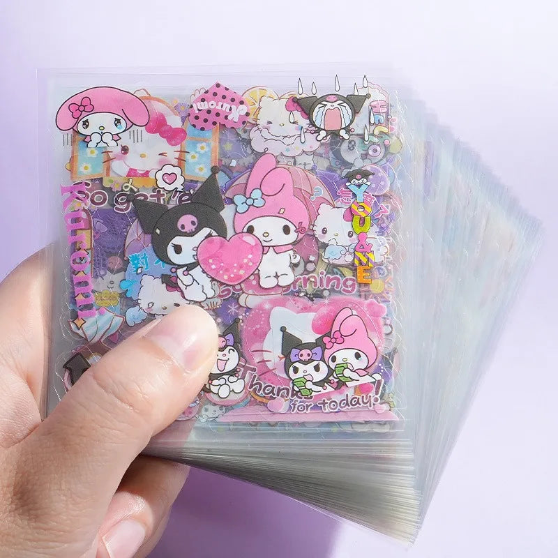 100PCS Sanrio Hello Kitty Sticker Gift Box Cinnamoroll Melody Kuromi Sticker Gift Box Waterproof PET Sticker Toy Kids Gift